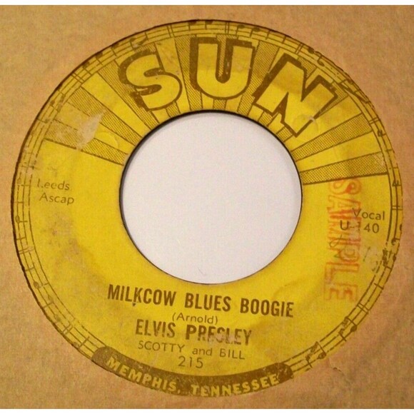 Elvis Presley - Milkcow Blues Boogie (1955) Sun 215 U-140 • 1st ed. SAMPLE Promo - Picture 1 of 5